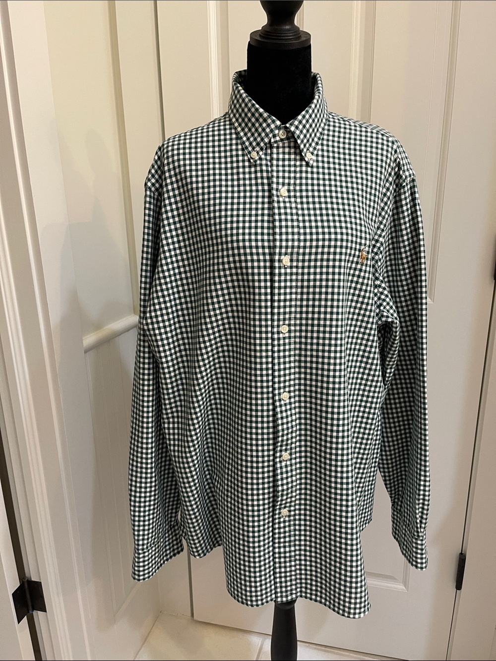 Ralph Lauren Green and White Gingham Button-Down Shirt Men’s Size XL Like New